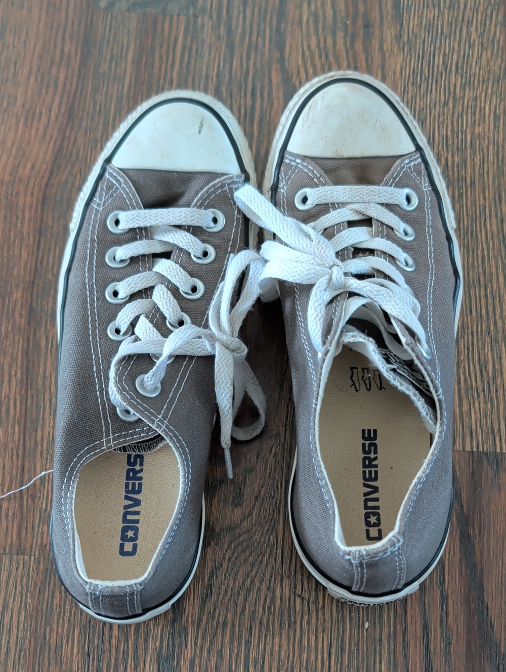 Converse Low Top Canvas Sneakers in Gray and White